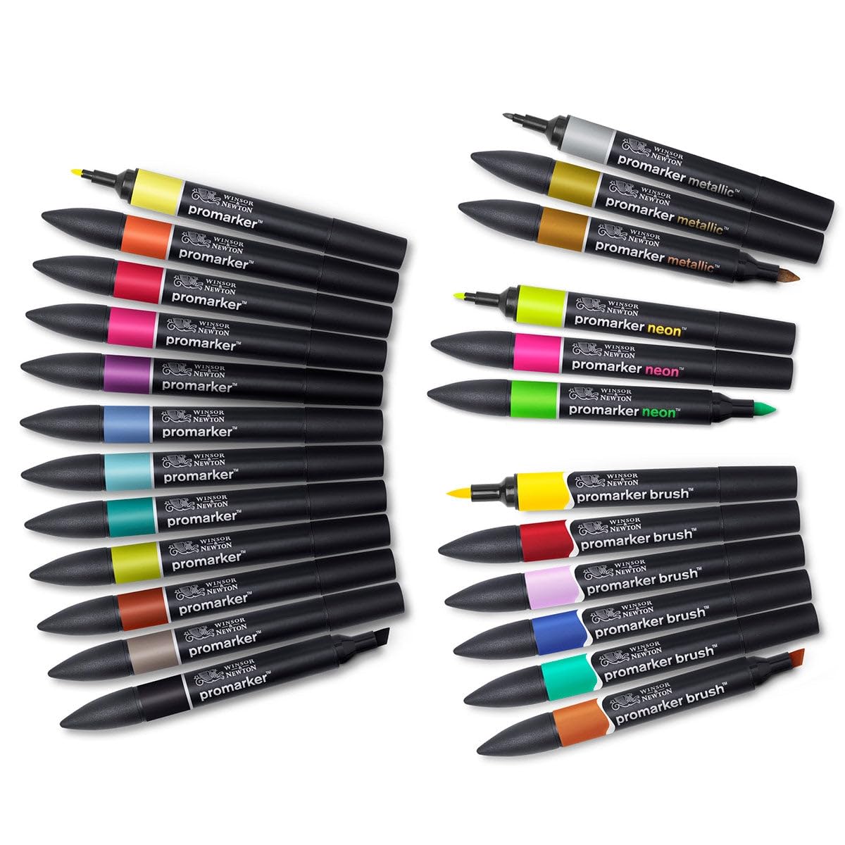 Winsor & Newton 0290037 Professioneller Layout Mixed Marker 24 Farben Set, 24 im Wallet, 2 Spitzen, fein und breit für Zeichnungen, Design und Layouts