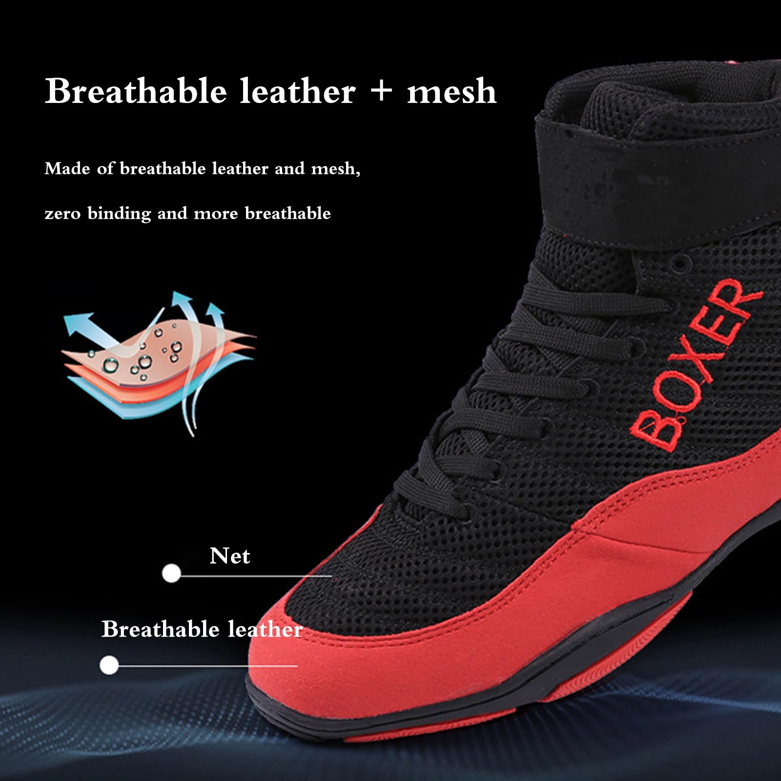 Stivali Da Boxe Traspirante,Leggere Scarpe Da Boxe,High Top Scarpe Da Pugilato Boxe,All'Usura E Durevole Da,Traspiranti,Antiscivolo,Per Taekwondo,Arti Marziali,Box,Giovanili,Per Allenamento