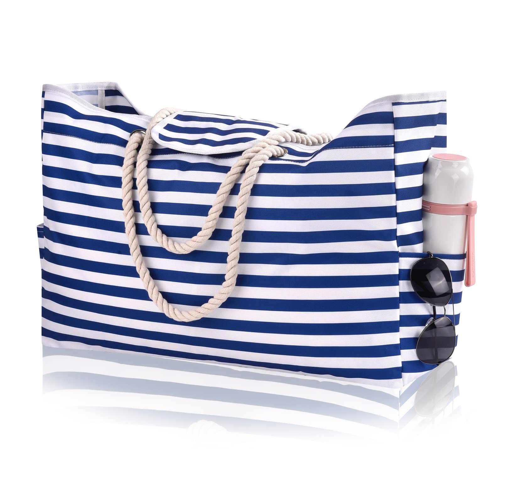 WOPOKY Beach Bag and Weekend Travel Tote Bag for Women - Extra Large - Waterproof Sandproof with Soft Rope Handles