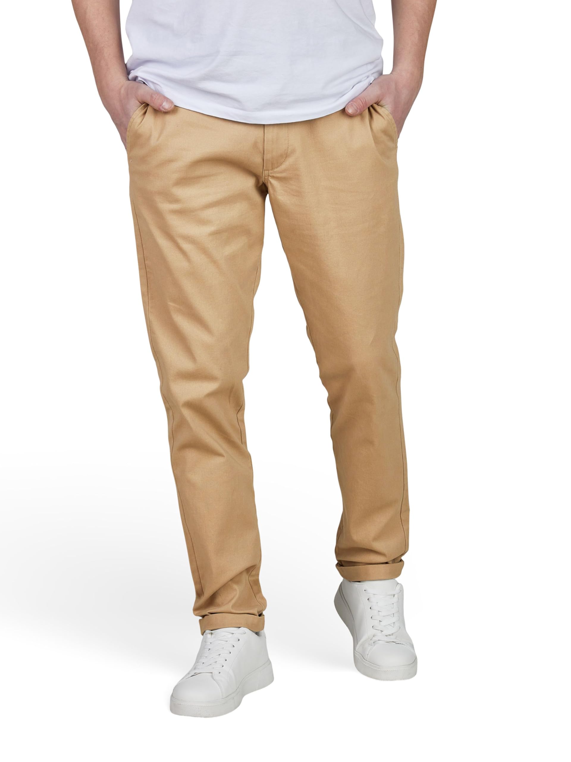 JACK & JONES Chino Hose Herren lang Stretch Slim Fit James JJMITCH Stoffhose Einfarbig Schwarz Beige Blau 30 31 32 33 34 36 38