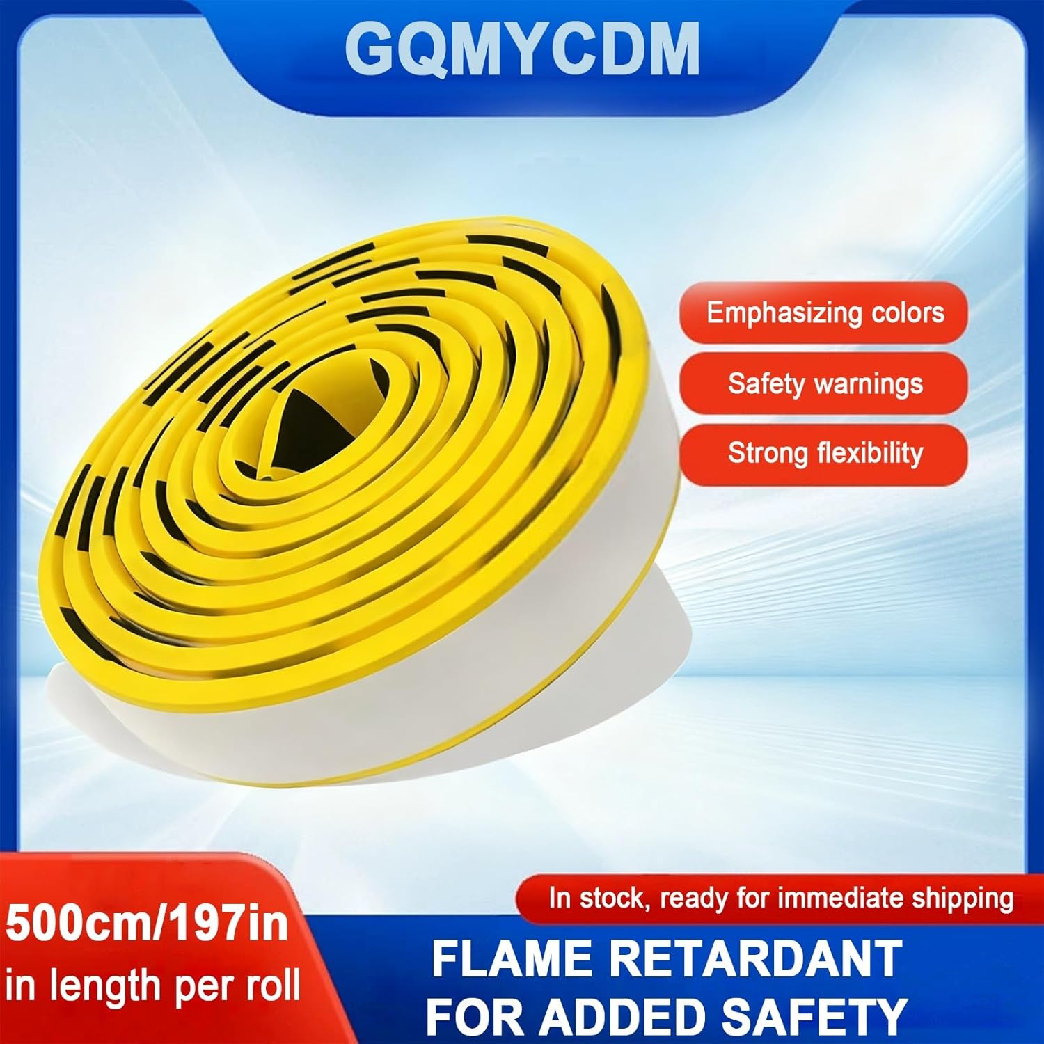 Flat Corner Guards, Industrial Yellow Black Anti-Collision Strips, 197in/500cm Yellow Black Edge Protector, Soft Corner Protectors, for Garage, Warehouse, Factory