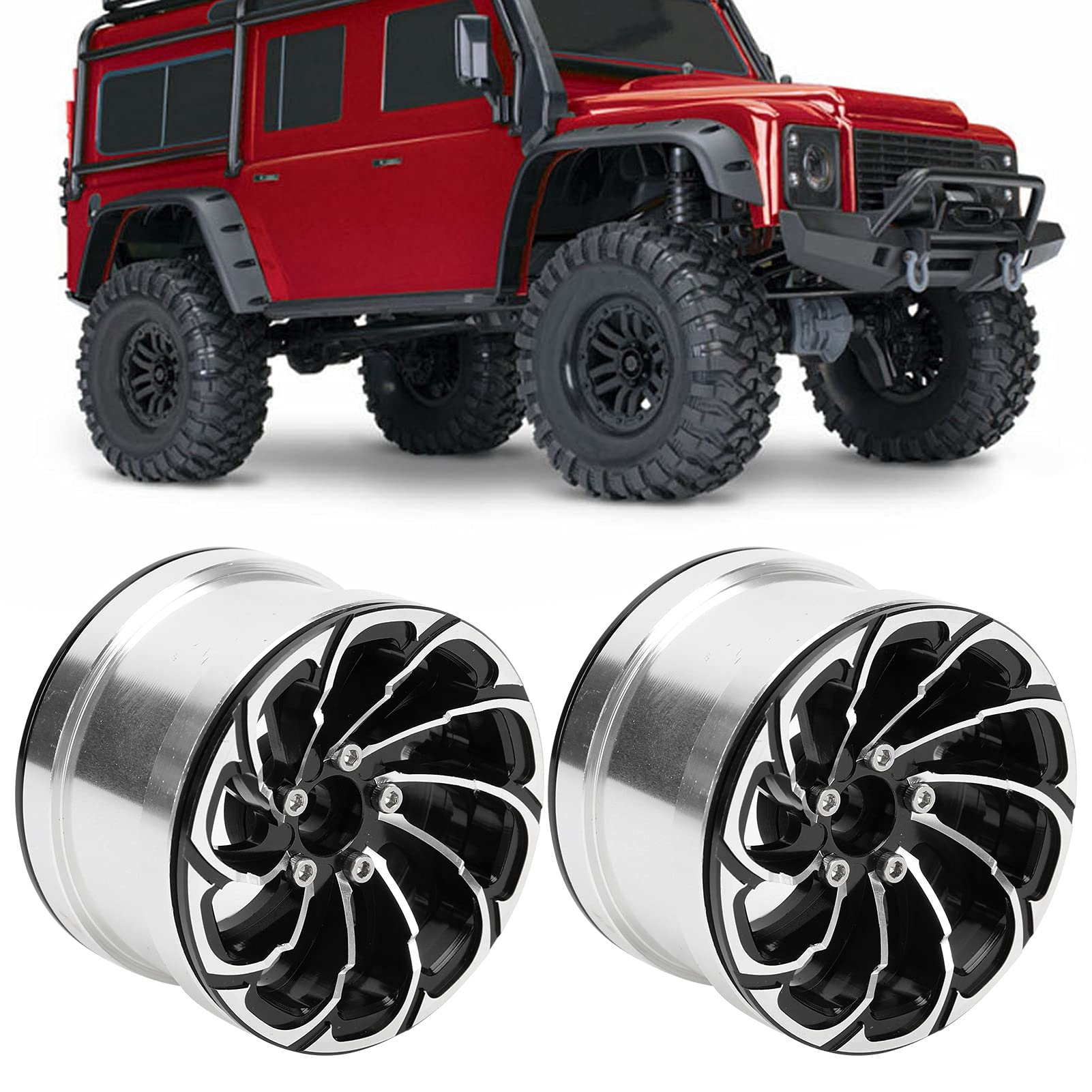 Obręcze Kół RC, Odporne na Zużycie, Trwałe Felgi ze Stopu Aluminium Beadlock z Blokadą, Nieprzywierające, Kompatybilne z Samochodami Gąsienicowymi RC w Skali 1/10(czarny)