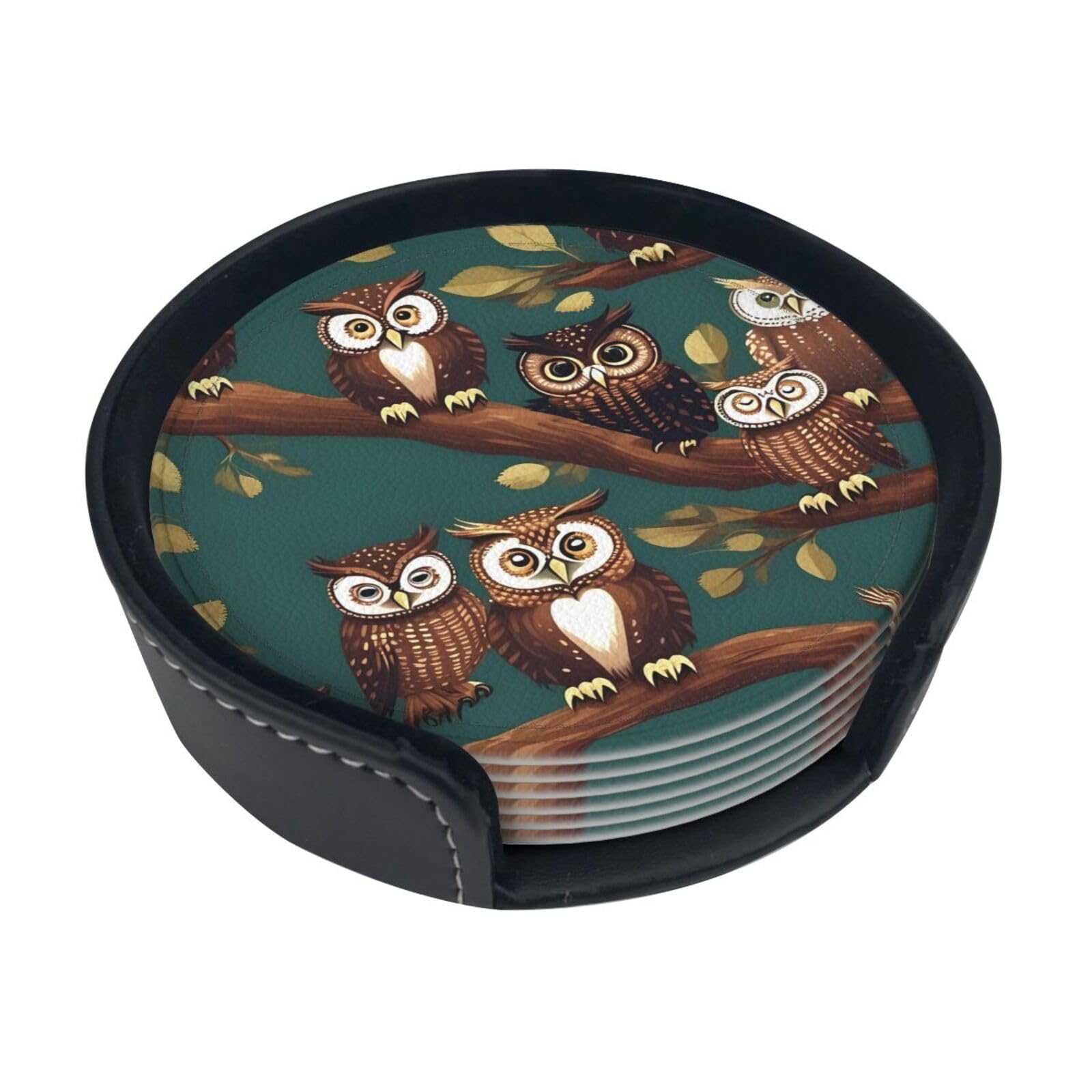 Dessous de verre hibou magique en polyuréthane premium pour verres et tasses