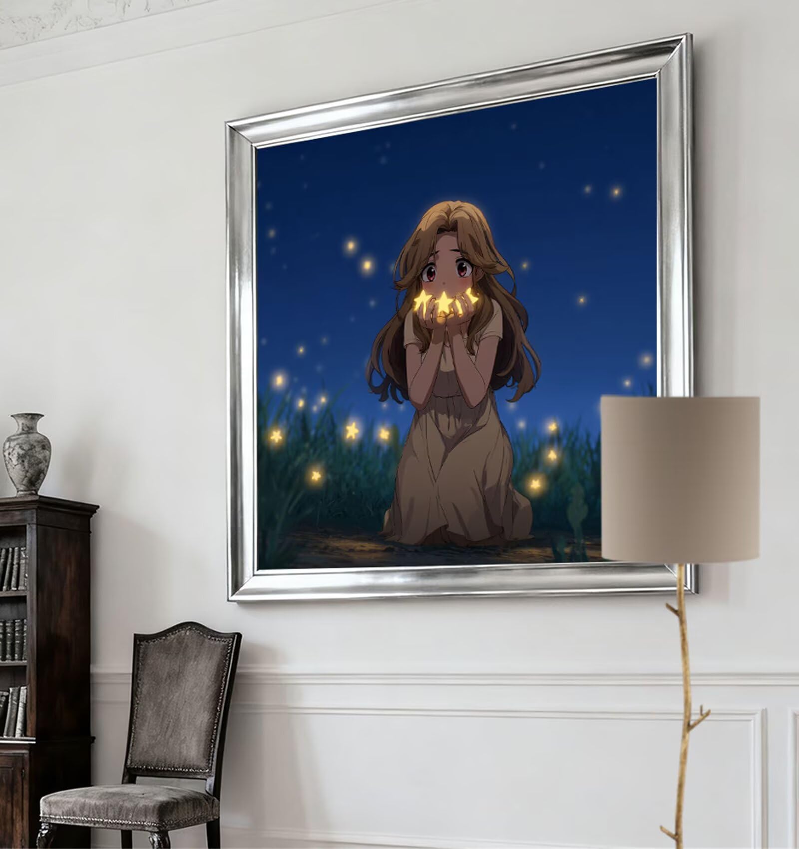 2025 nowa diamentowa sztuka dziewczyna 100 x 100 cm diamentowy obraz gwiaździste niebo, kryształowa sztuka malowanie według numerów, rękodzieło dla dorosłych, DIY, kwadratowy kryształ, haft, obrazy
