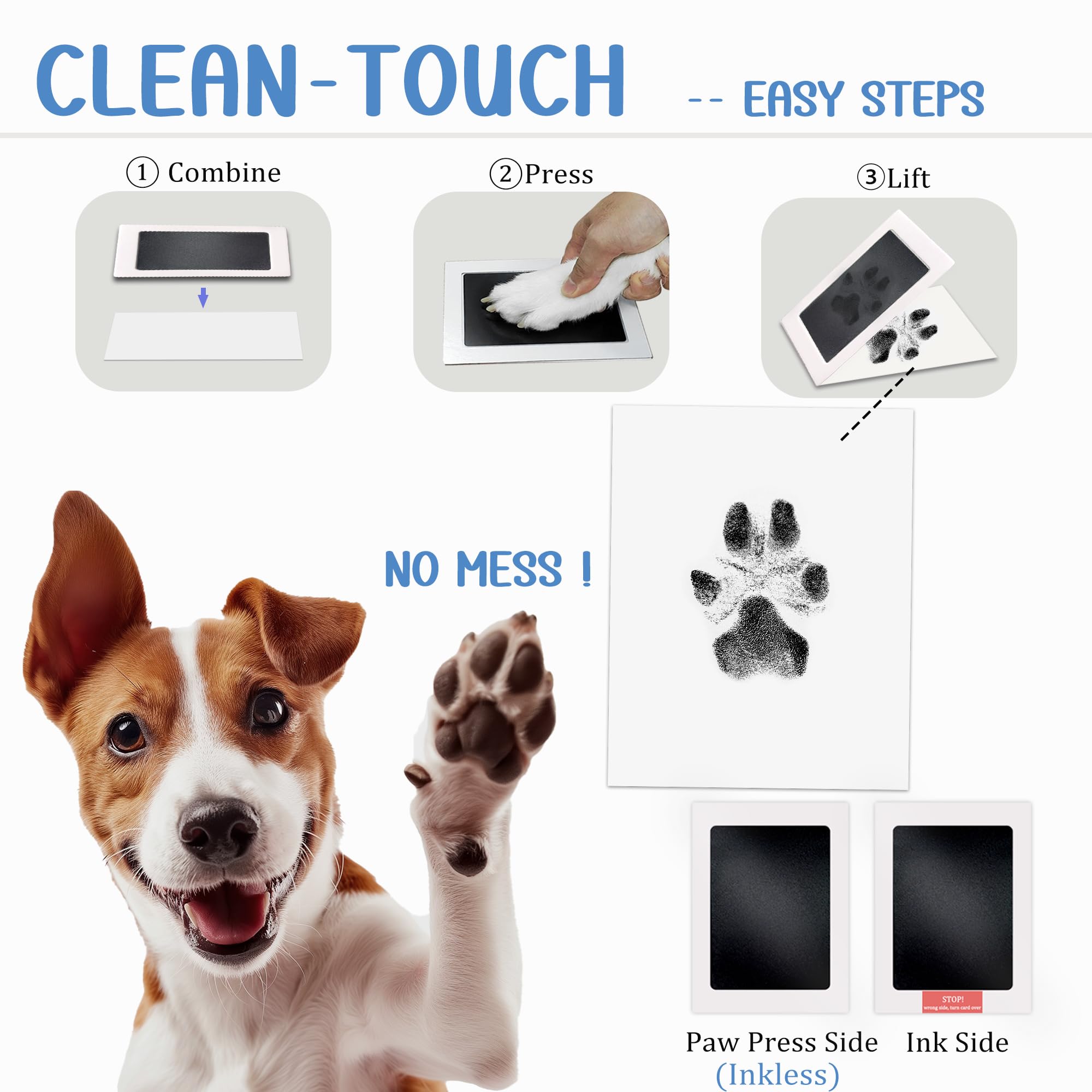 MYPAWLETS Paw Print Kit,Clean Touch/Inkless Ink Pad for Dog/Cat Pawprints,Paw Print Stamp Pad for Dogs,Dog Paw/Nose Print Keepsake,Pet Paw Print Impression Kit with Frame,Gifts for Pet Parents-6 Pack