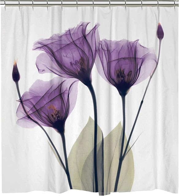 Famibay 3D Shower Curtain for Bathroom With 12 Hooks Mould Proof Waterproof Bathroom Curtain for Shower(Purple)