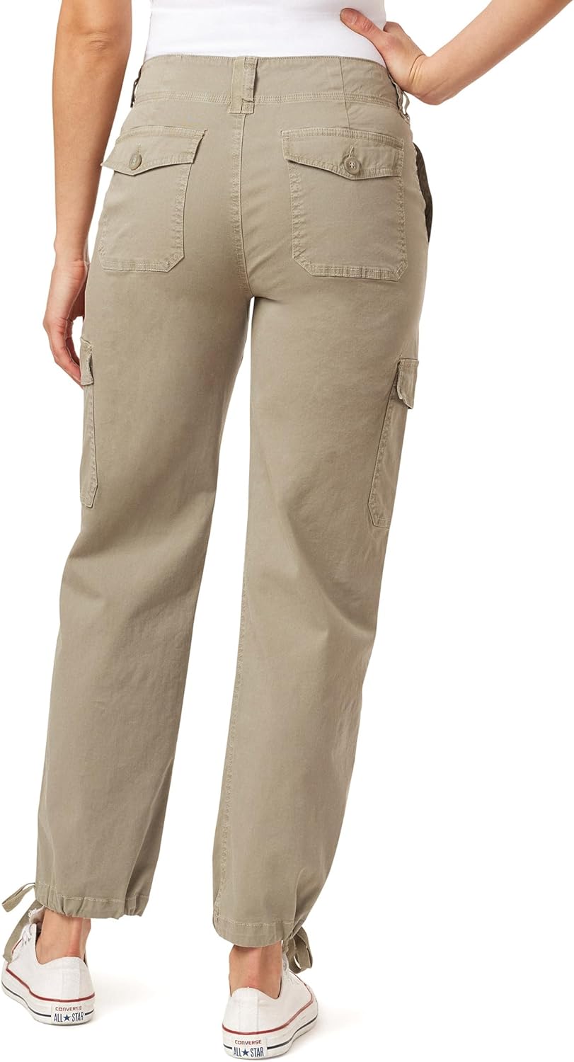 WallFlower Women's Luscious Curvy Twill Cargo Jogger Mid Rise Insta Stretch Juniors Pants