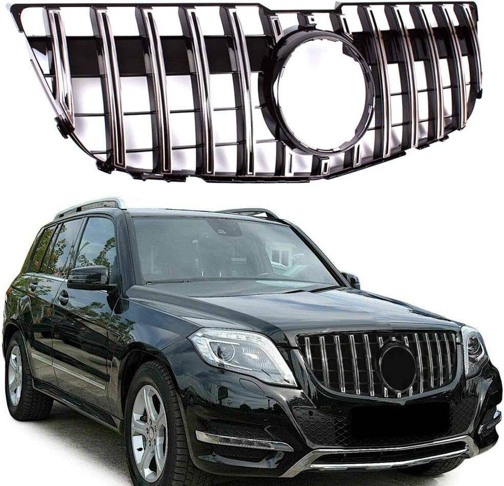 For Mercedes Benz GLK Class X204 GLK250 GLK300 GLK350 2013-2015 GT R Front Grill Grille (Silver)