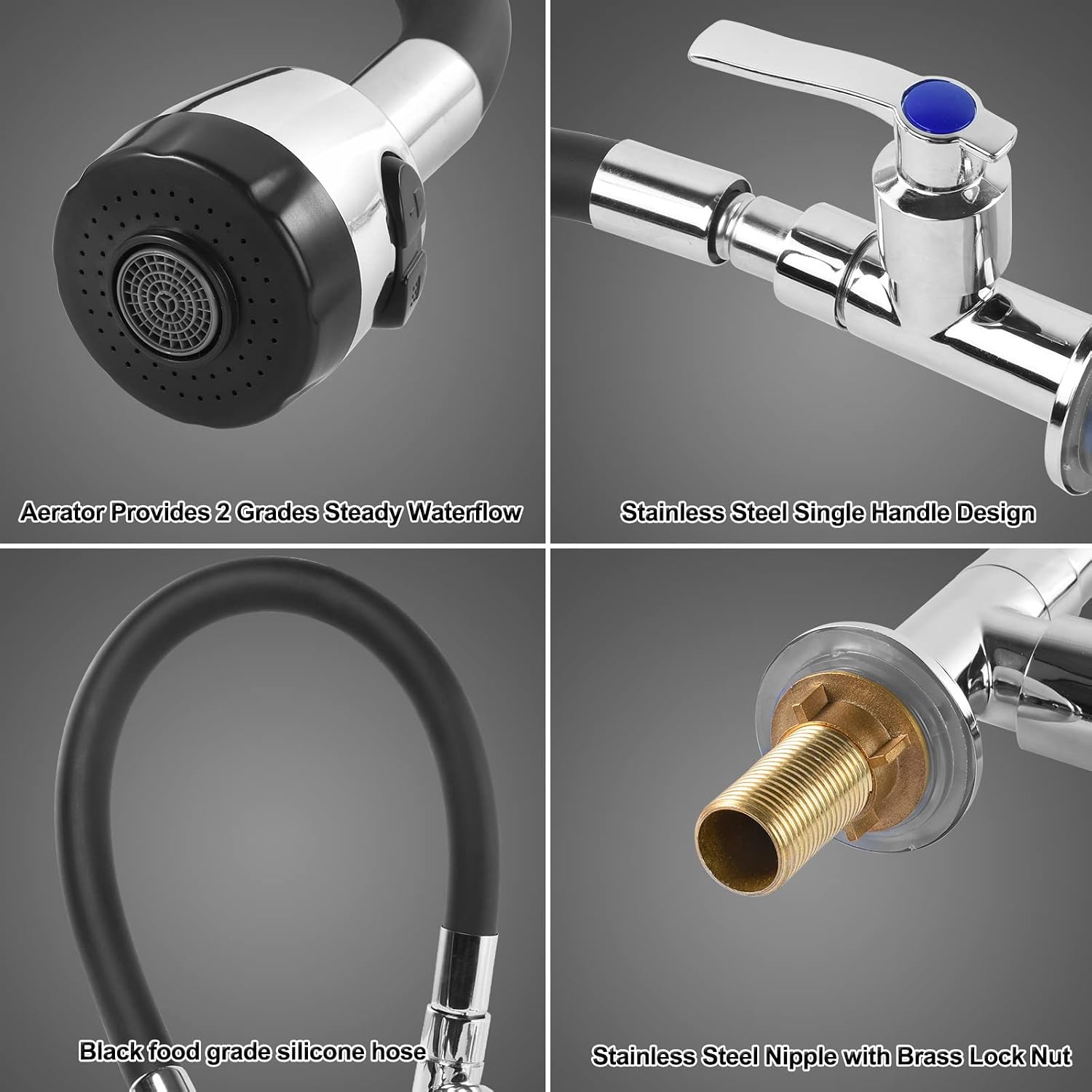 Gexmil Polished Kitchen Sink Faucet with Flexible Water Pipe, Kitchen Faucet Sprayer 360 Degree Rotating Tap Brass Single Handle,Matte Black