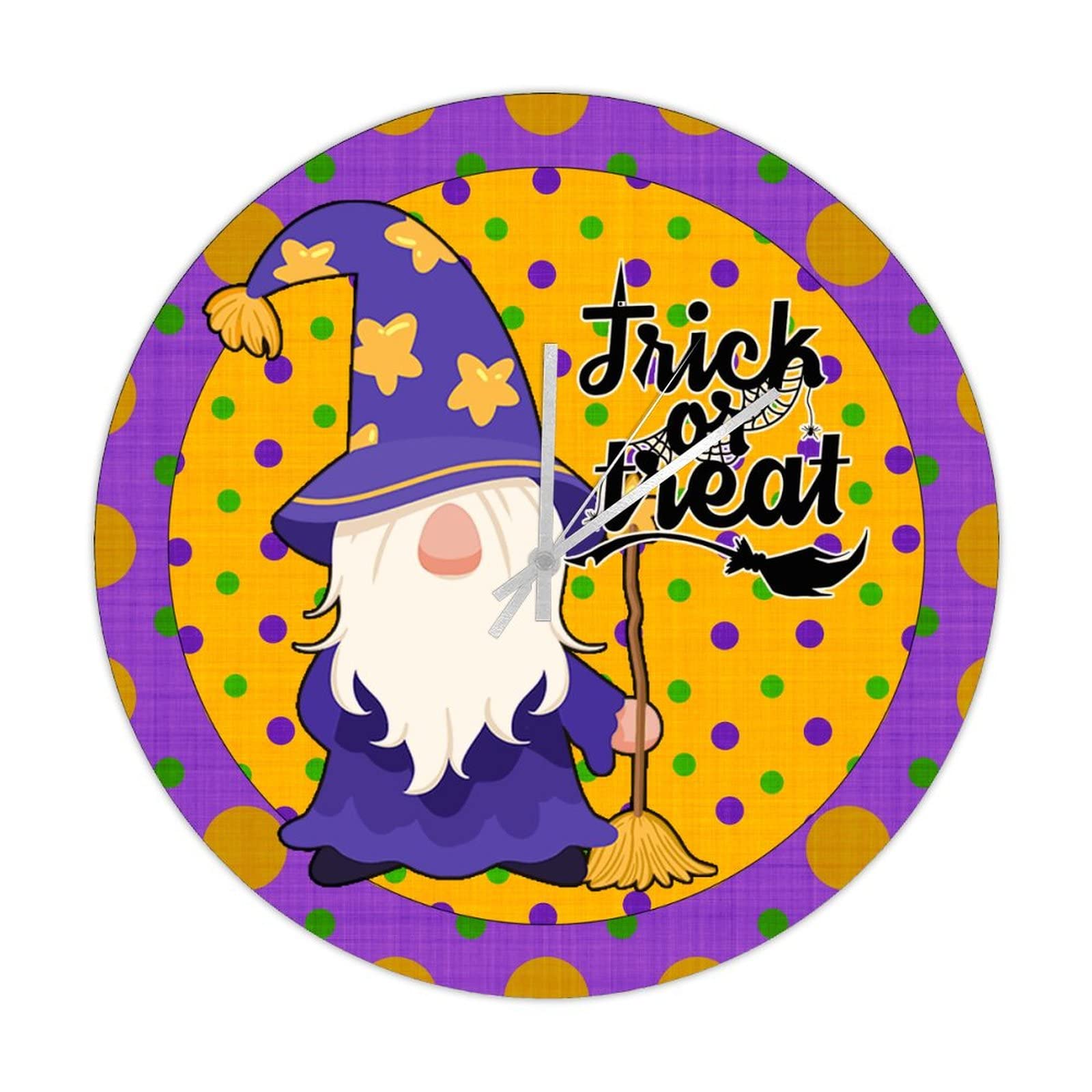 Horloge à piles Halloween en bois silencieuse pour salon 38cm