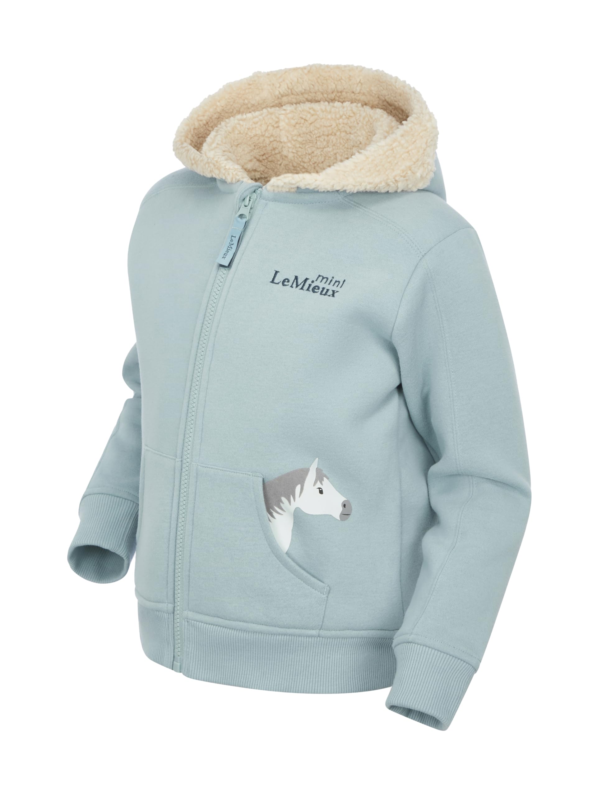 LeMieux Mini Charlie Lined Hoodie - Soft & Cosy - Zip Through Hoodie - Glacier - 7-8years