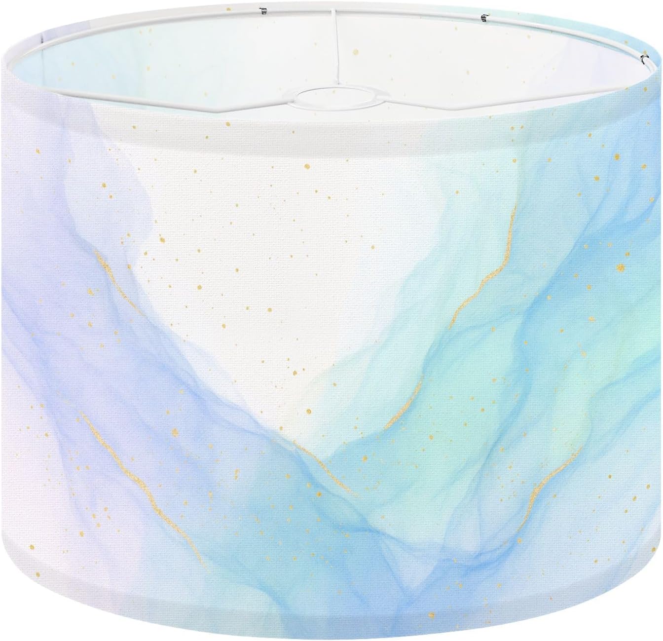 Drum Lamp Shades Mint violet turquoise liquid watercolor golden glitter Lampshade for Floor Lamps Table Lamp Pendant Light Linen 13"x13"x10" Replacement Large Lampshades