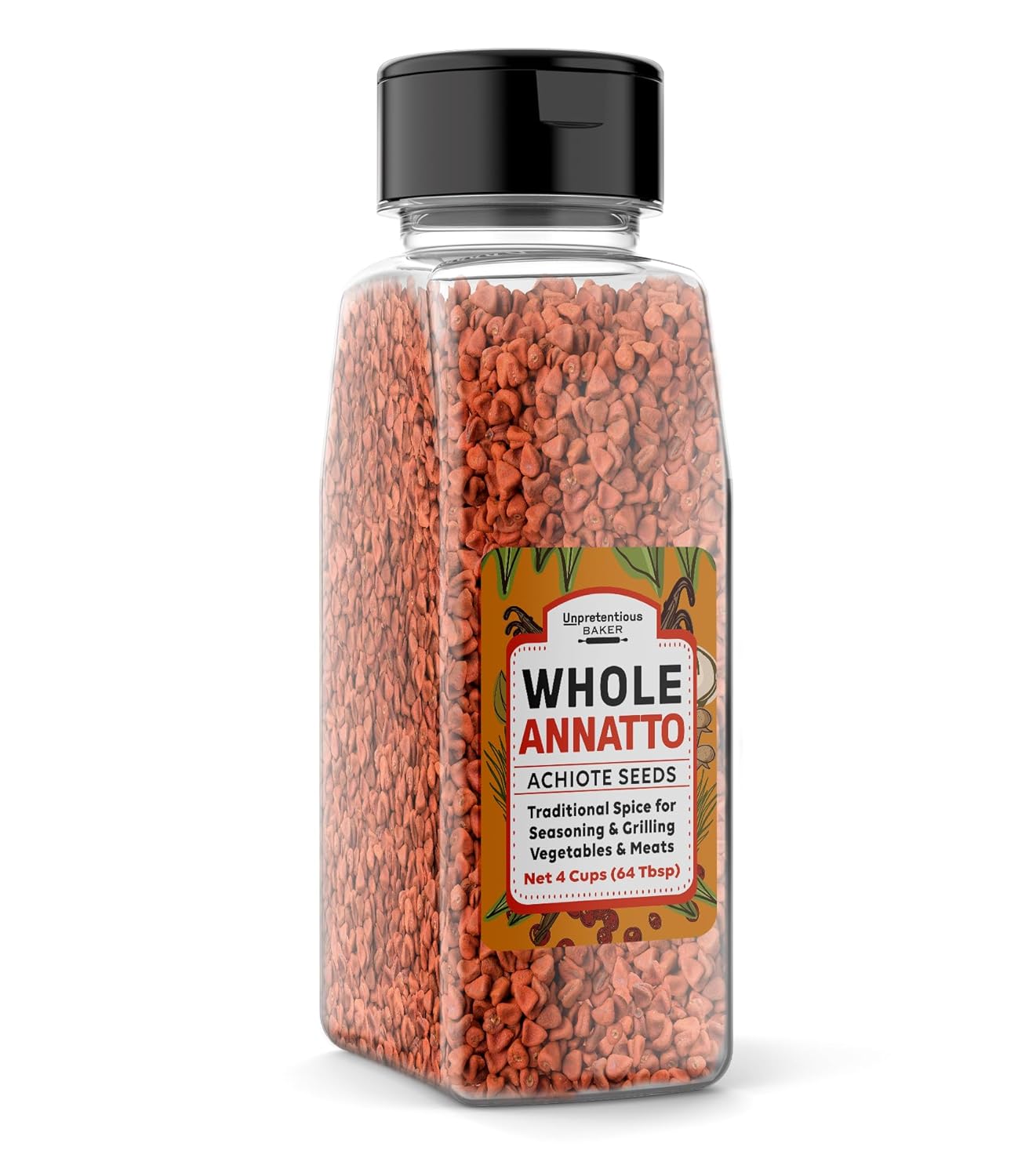 Unpretentious Whole Annatto Seeds, 1 Gallon, Seasoning, Grilling Spice & Rub, Cooking