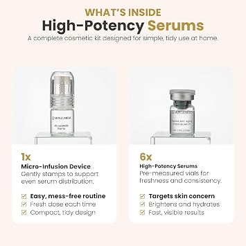 Mon Lumiere Micro Infusion System for Face Gold Spring-Loaded Facial Stamp with PDRN & Peptides At-Home Skincare Kit for Glow, Smoother-Looking Skin & Visible Radiance 6 Single-Dose Serums