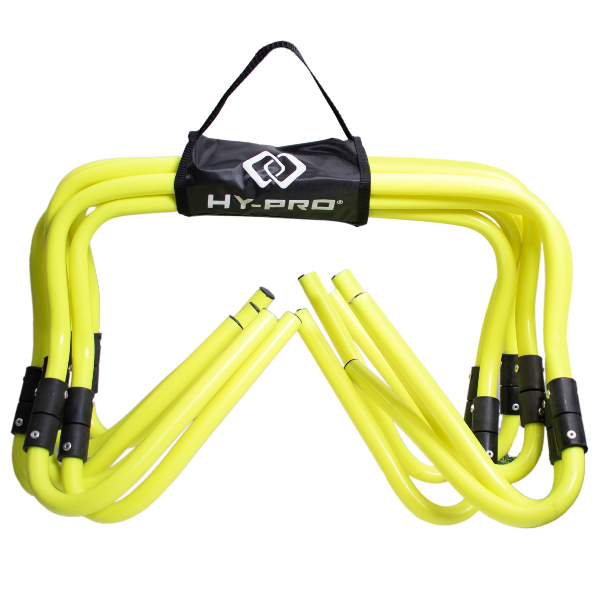 Hy-Pro Płotki treningowe - zestaw 6 sztuk, regulacja wysokości od 15 do 30 cm, fluorescencyjny żółty, trening prędkości i zwinność, sprzęt sportowy