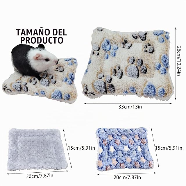 Foto 2 de 7 de ZYEKIU Cama de Felpa para Animales Pequeños 3 Piezas Comodidad Cama Cobaya