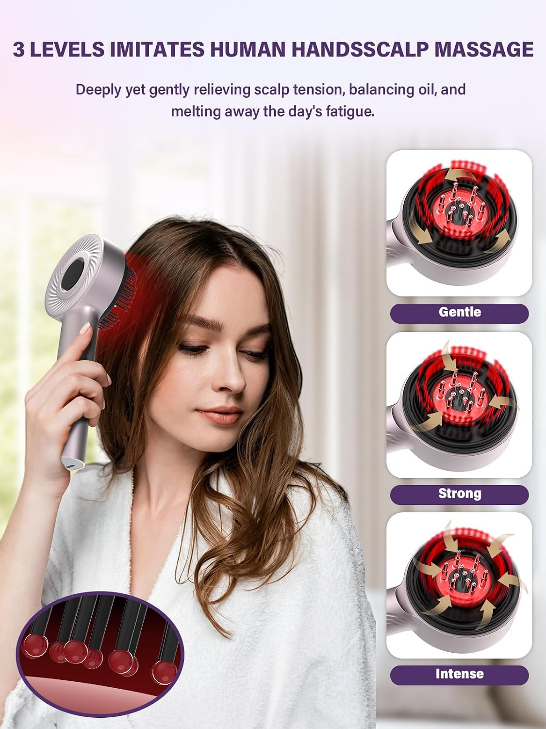 Electric Scalp Massage IPX6 Waterproof Hair Massager Oil Applicator Brush | Hair Massager Scalp Brush for Women Beauty Enthusiasts Home Spa Travel Shower Use Gentle Scratch Kneading Scalp Care Tool