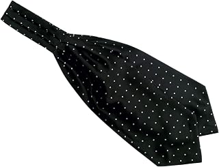Men's Classic Novelty Jacquard Woven Self Cravat Ties Ascot Black with White Polka Dot