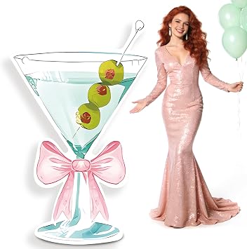 4ft Large Martini Cardboard Cutouts,Party Cardboard Cutout, Martini Party Decorations for Bachelorette Party Supplies Wedding Shower Birthday & 21st Legal Drinking Party Decor for Girls Women