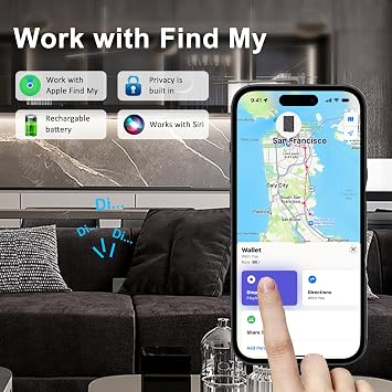SMART LB Fashion Slim Wallets for Men with Money Clip Mens Wallet Front Pocket Bifold (Carbon) Work with Apple Find my, iOS only, Wallet Tracker finder for Pop up Wallet