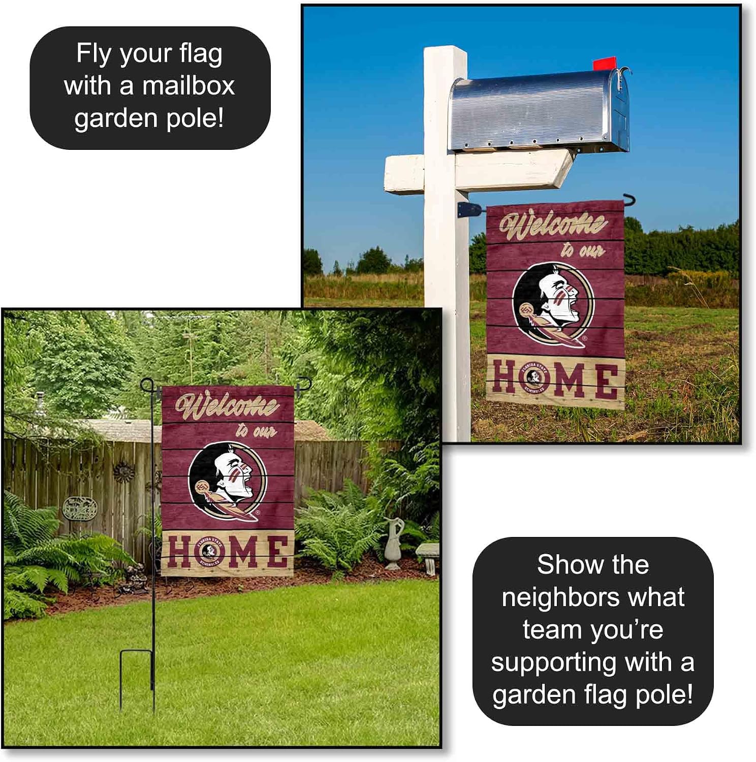 Florida State FSU Noles Welcome To Our Home Double Sided Garden Yard Flag