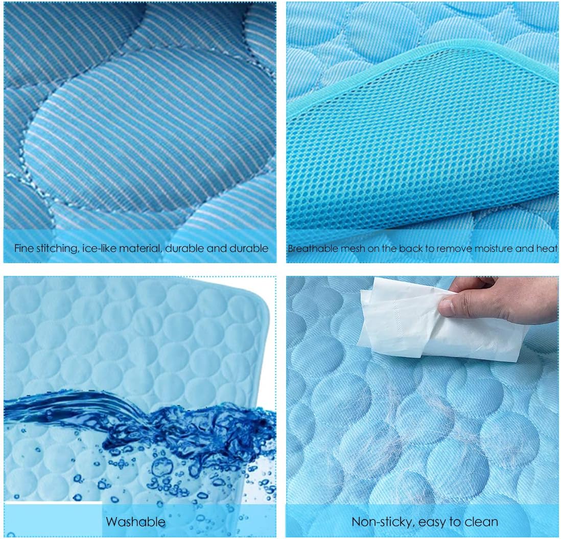 Dog Cooling Mat Pet Cooling Pad Dogs&Cats Self Cooling Sleep Bed Washable Ice Silk Pet Kennel Sofa Bed Floor Blanket Travel Car Seats (4028in, Blue)