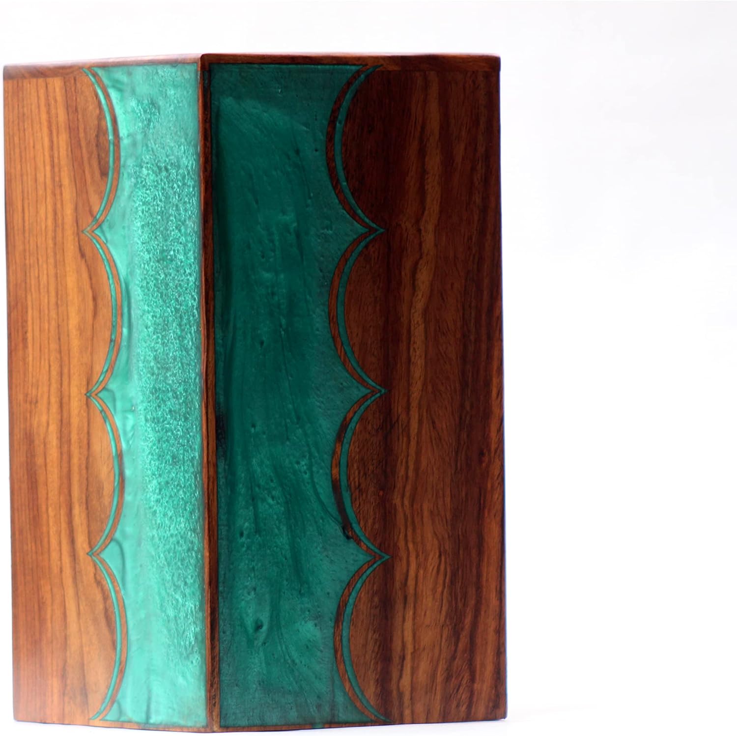 Wooden Urn box With Amazing Resin Design - Personalized Cremation Urn for Ashes - Handmade Urns for Human Ashes - Adult Large Cremation Urns - Funeral Urns Engraved - Burial Urns. (11"x6"x6)