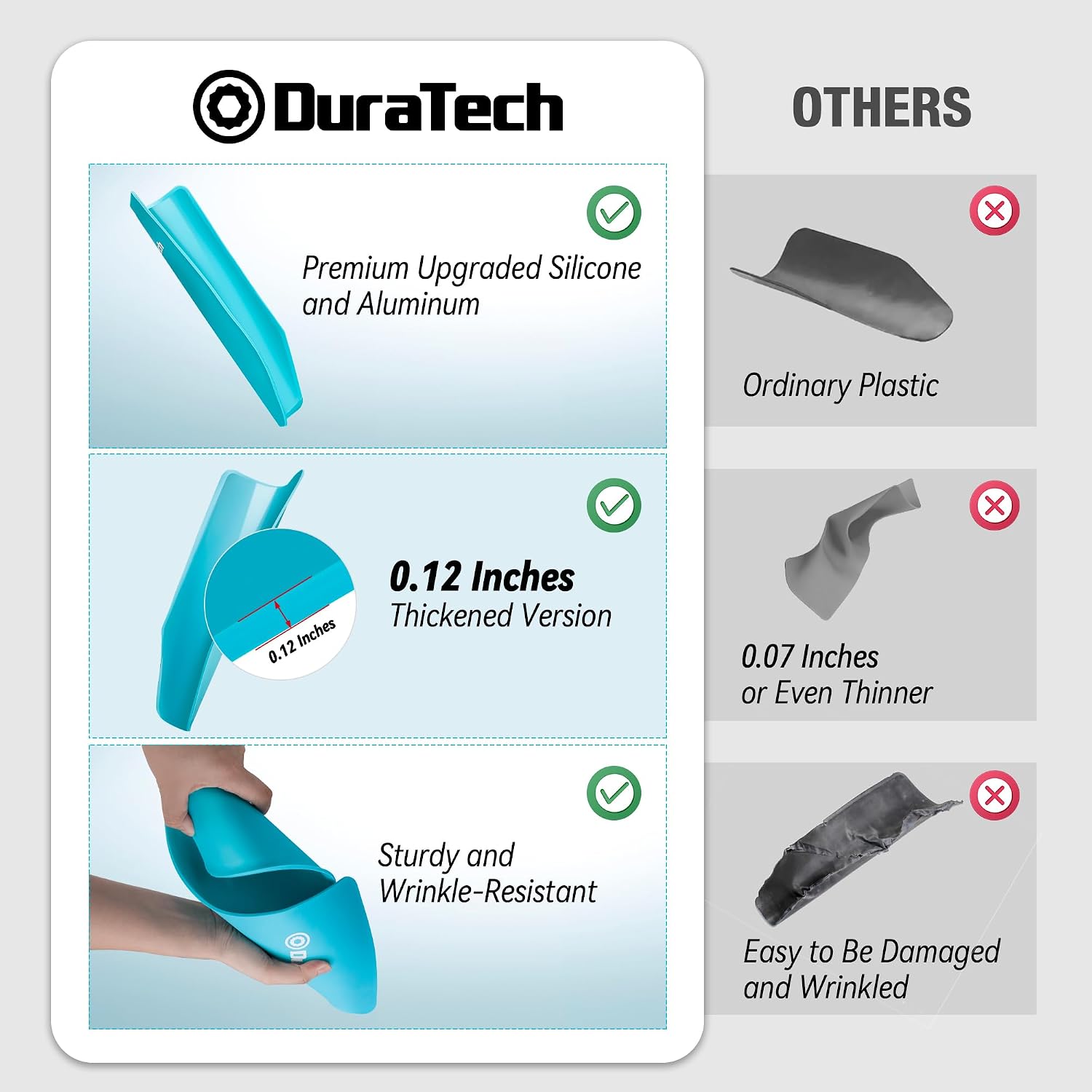 DURATECH Flexible Funnel, Multi-Purpose Form a Funnel for Automotive Use, Upgraded Premium Aluminium Core and Thickened Silicone Outer Shell, Flexible Draining Tool for Oil Changes, Blue