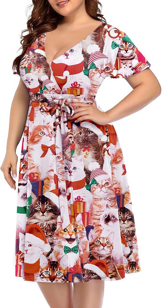 christmas cat dress plus size Christmas Cat Dress