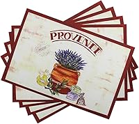 Vista 16 de Gugrida Juego de 6 manteles individuales de PVC, juego de 6 manteles individuales de PVC, color natural (6 piezas, hojas rojas)