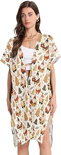 Christmas Safari Santa Cute Cartoon Women Cover Up for Swimwear Loose Vacation Essentials for Women Honeymoon Essentials L size