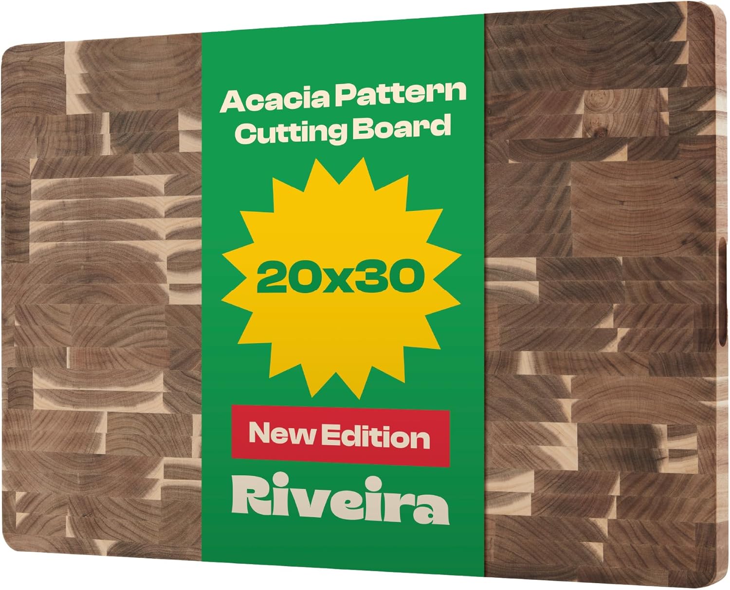 Riveira Acacia Wood Cutting Board  Gourmet Acacia Grandeur: 20 x 30 Wooden Cutting Board  Natural Wooden Cutting Boards For Kitchen Decorative  Innovative Juice Grooves Acacia Wooden Chopping Board