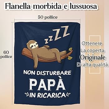 AOKILE Morbida coperta regalo per papà, coperta con bradipo personalizzata, regalo super morbida, coperta per il compleanno, regalo di Natale