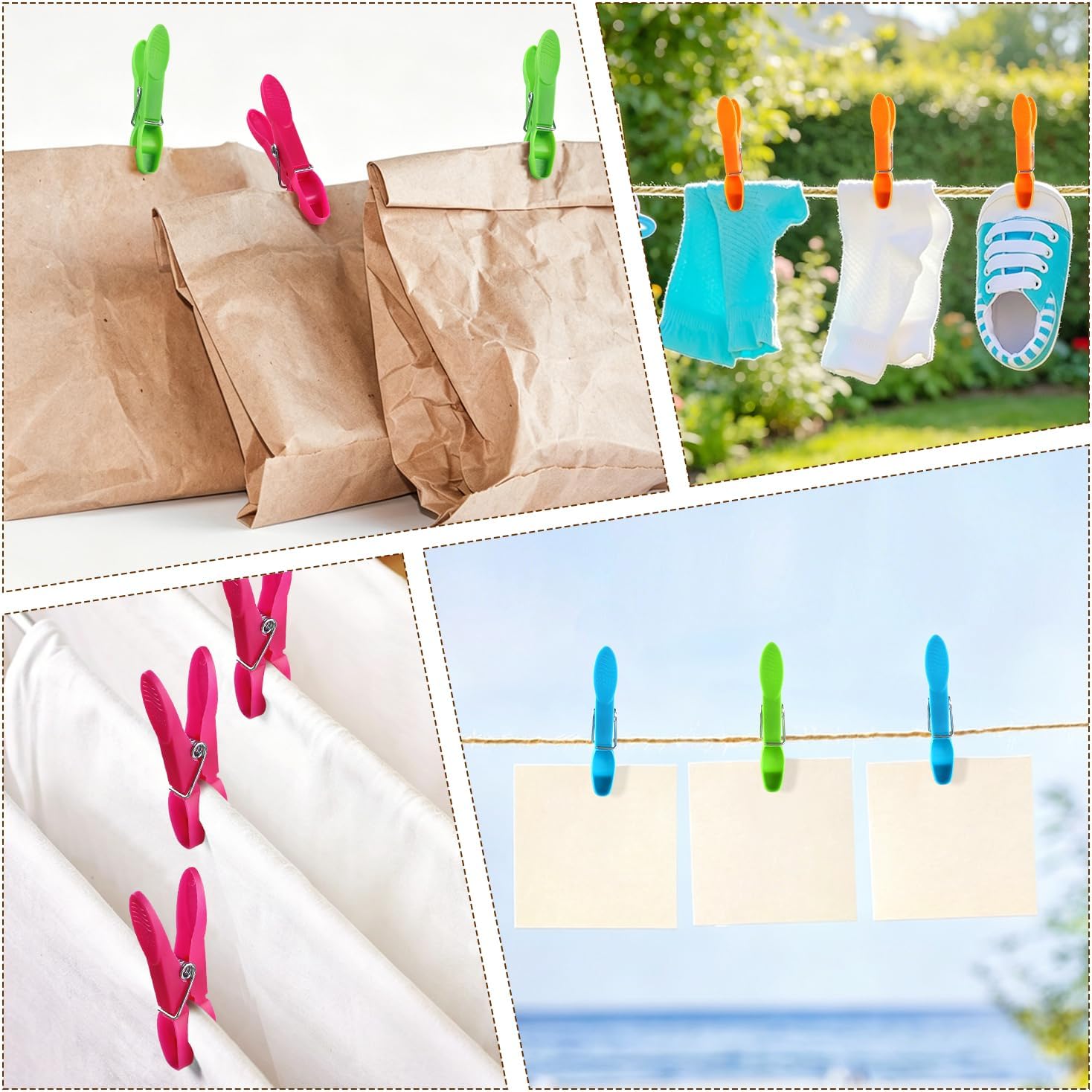 Colored Plastic Clothespins Heavy Duty Laundry Clips with Springs Non-Slip Clothes Pegs for Hanging Clothes Towels Crafts Picture Photo Food Package Clips (12 Pcs)