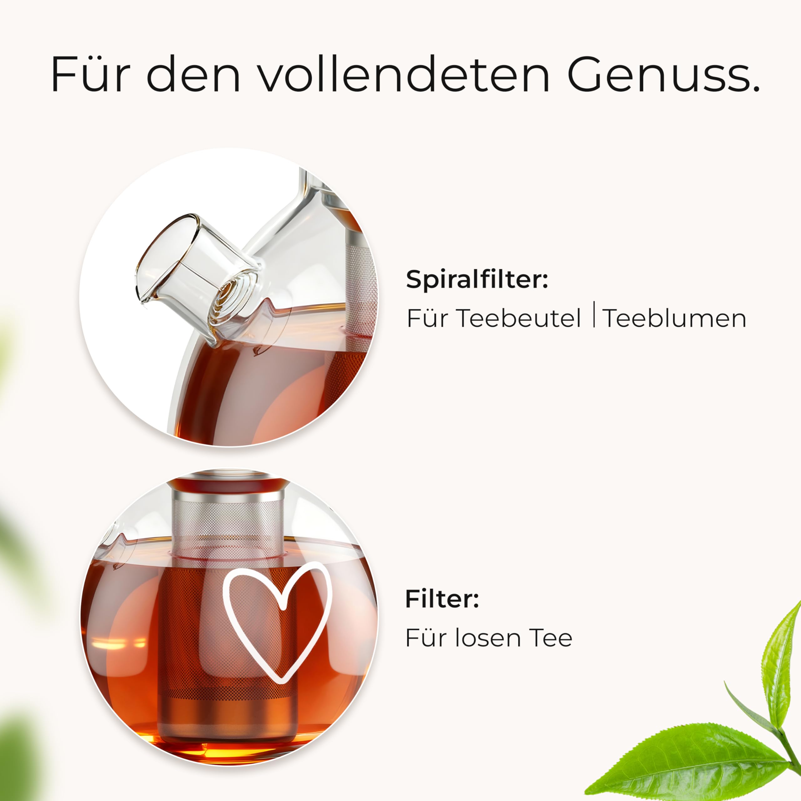 ElbFuchs® Doppelwandige Teegläser 4x 350ml & Teekanne 1,5 Liter mit Stövchen PARIS | GESCHENKIDEE mit HERZ | Kristallklare Thermogläser doppelwandig | Ideal als Teeservice