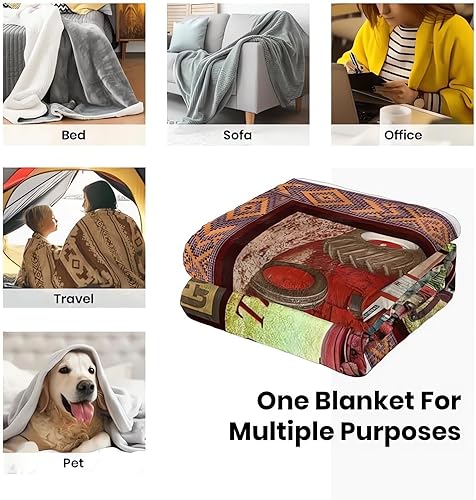 Miniatura 6 de Manta de tractor rojo, manta de cosechadora de granja, ultra suave y cómoda, manta de franela con texto en inglés "Just A Boy Who Loves Tractors",