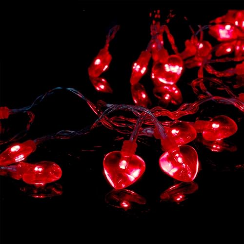 Miniatura 5 de Luditek - Tira de luces de 40 LED para decoración de día de San Valentín, 14.5 pies de largo, guirnalda con diseño de corazón para interior y