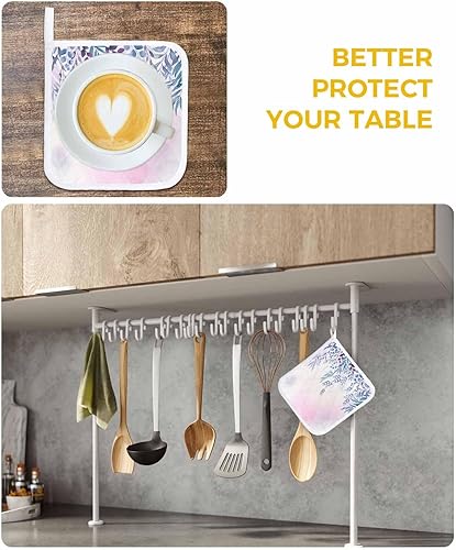 Miniatura 6 de 3 Packs Eucalyptus Leaves Pot Holders Sets for Kitchen,Oven Pan Plate Bowl Pads Heat Proof Mat with Hanging Loop,Terry Cloth Potholders Soft Grip