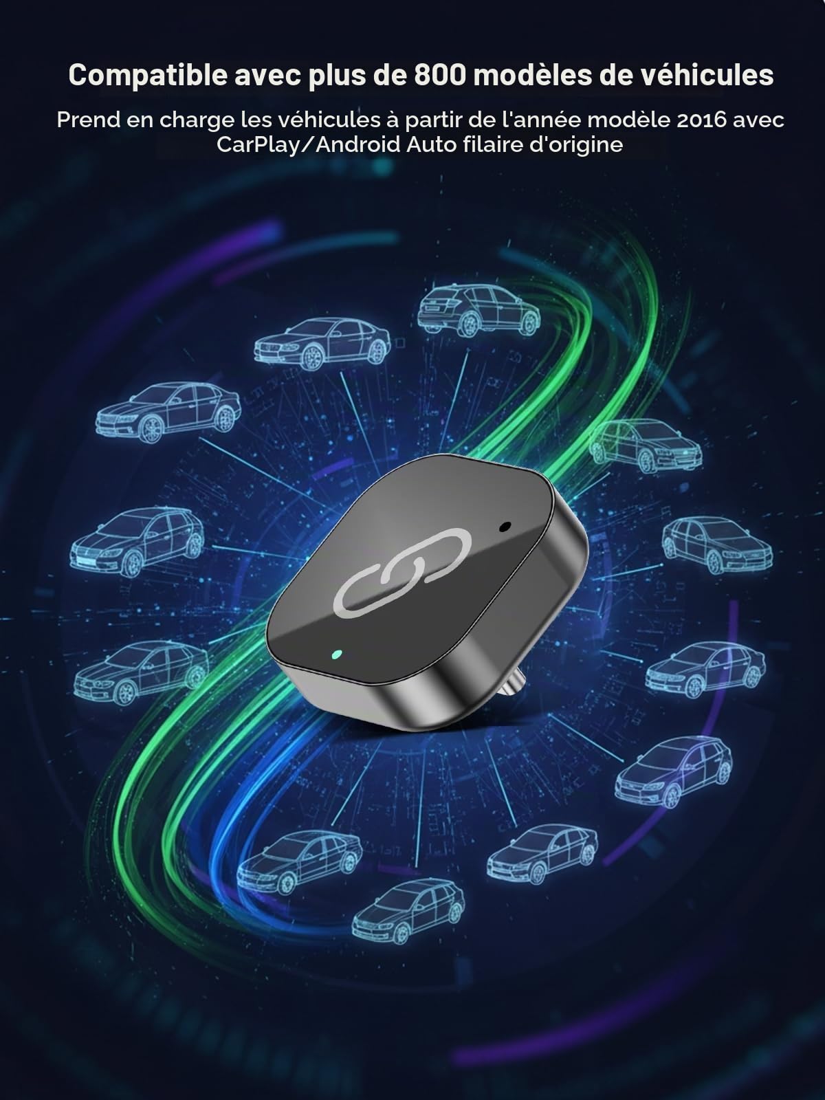 Spedal 2 en 1 Adaptateur Carplay & Android Auto sans Fil USB C, Plug & Play, Compatible avec Voitures équipées de CarPlay Filaire à partir de 2016, Reconnexion Automatique, sans Latence (Noir)
