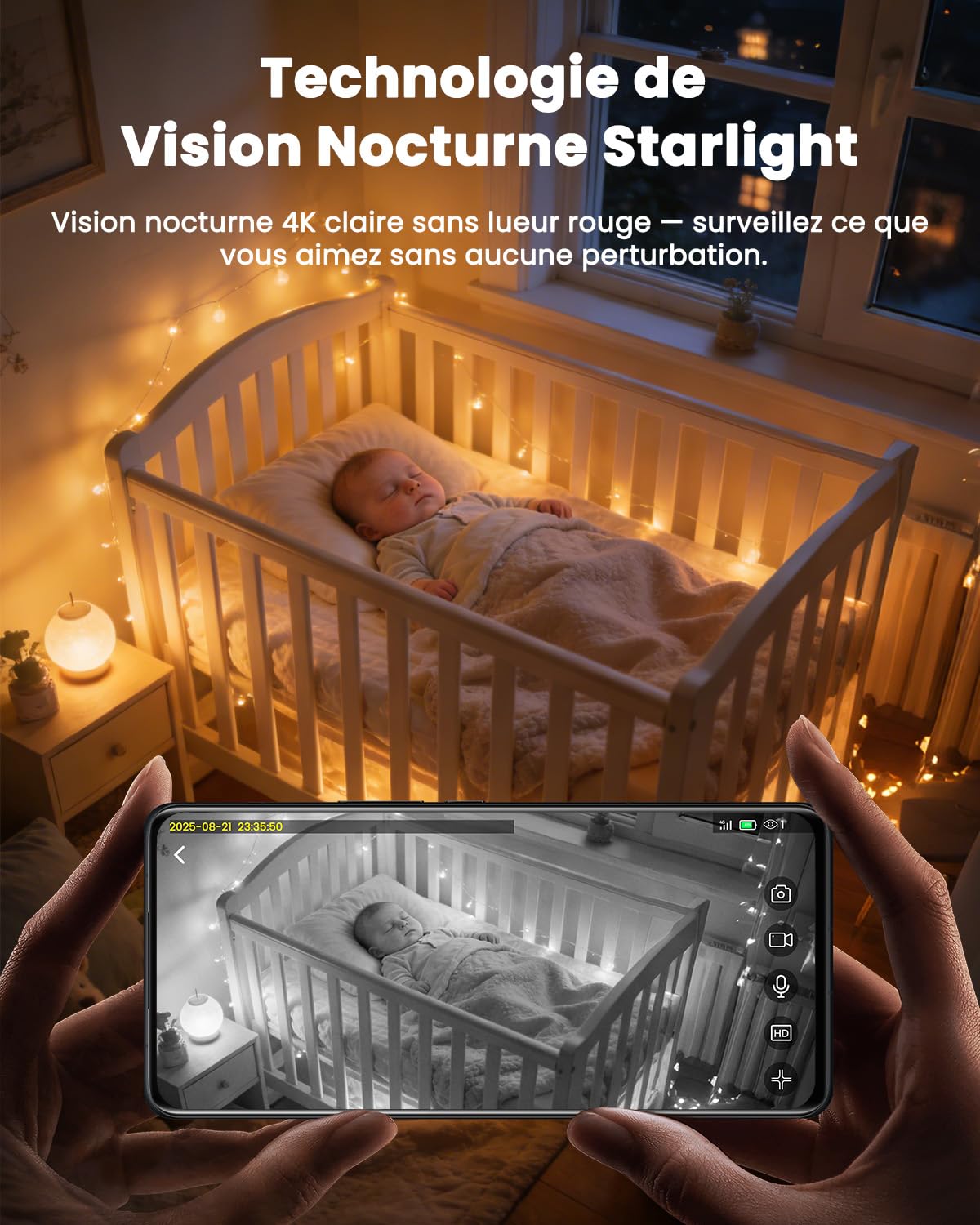 4K Mini Camera Espion sans Fil, Wi-Fi ou Mode AP sans WiFi, Camera de Surveillance sans Internet, Batterie 5200mAh, Vision Grand 160°, Vision Nocturne, Détection Mouvement IA, pour Intérieur/Extérieur