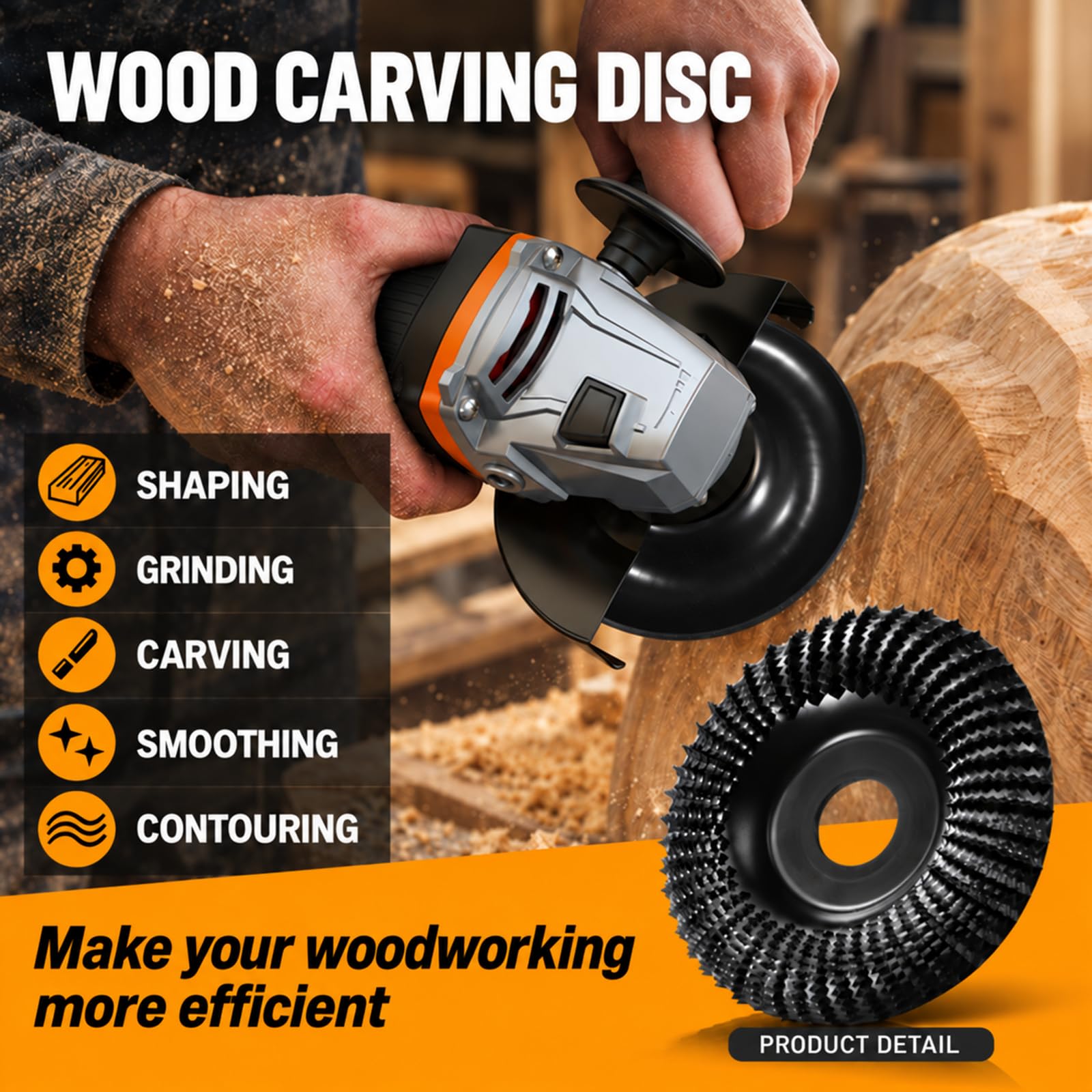 Wood Carving Disc - 4.5 Inch for Angle Grinders -3