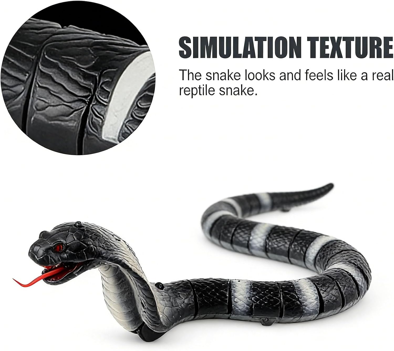 Realistic Remote Control Snake Toy with Moving Tail and Extendable Tongue for Cats Animals and Fun