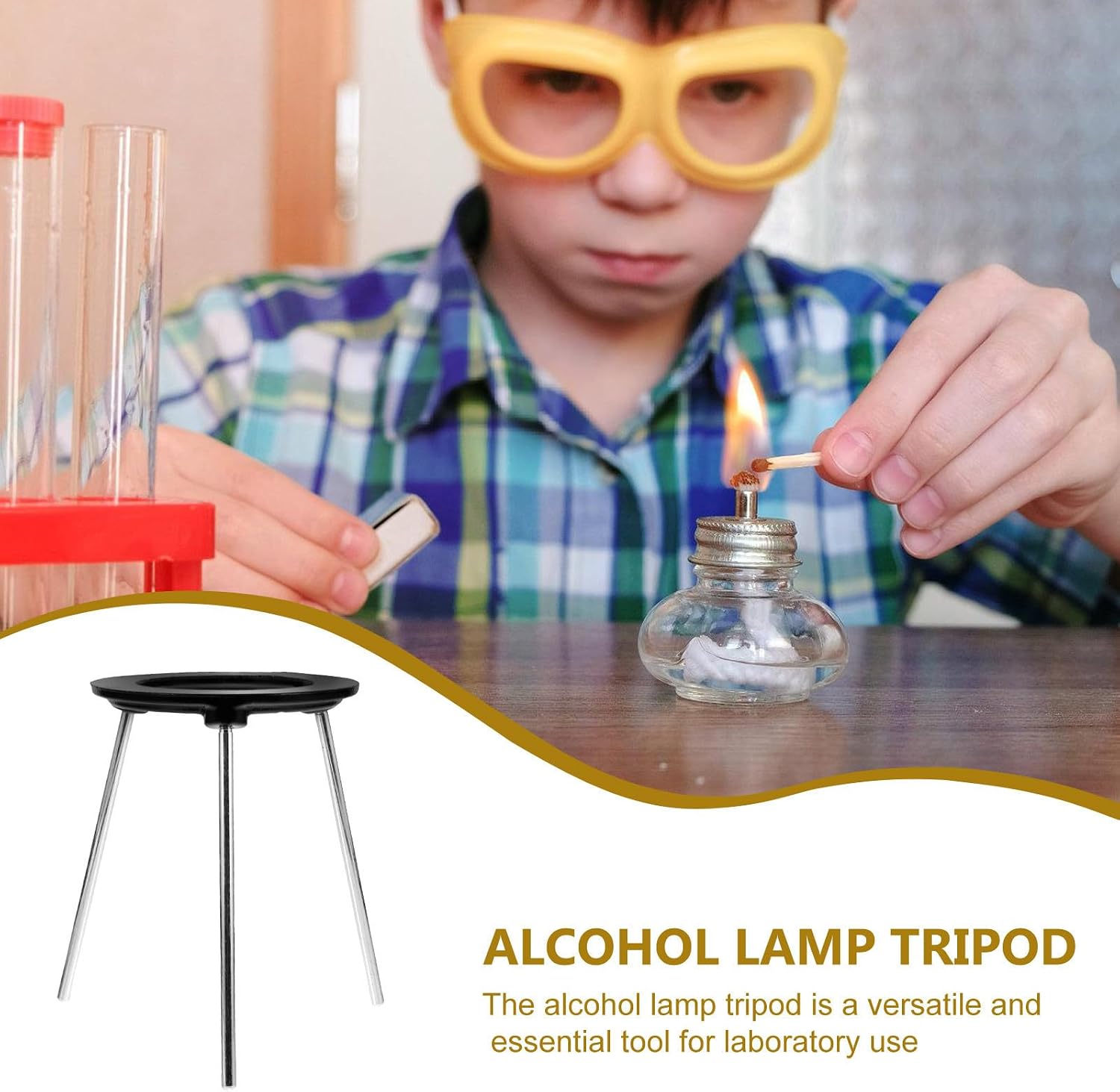 Cast Iron Tripod Stand Laboratory Supply for Chemical Experiments with Removable Design and Easy Storage, Sturdy Chemistry Experiment Equipment for Stable Heating Support