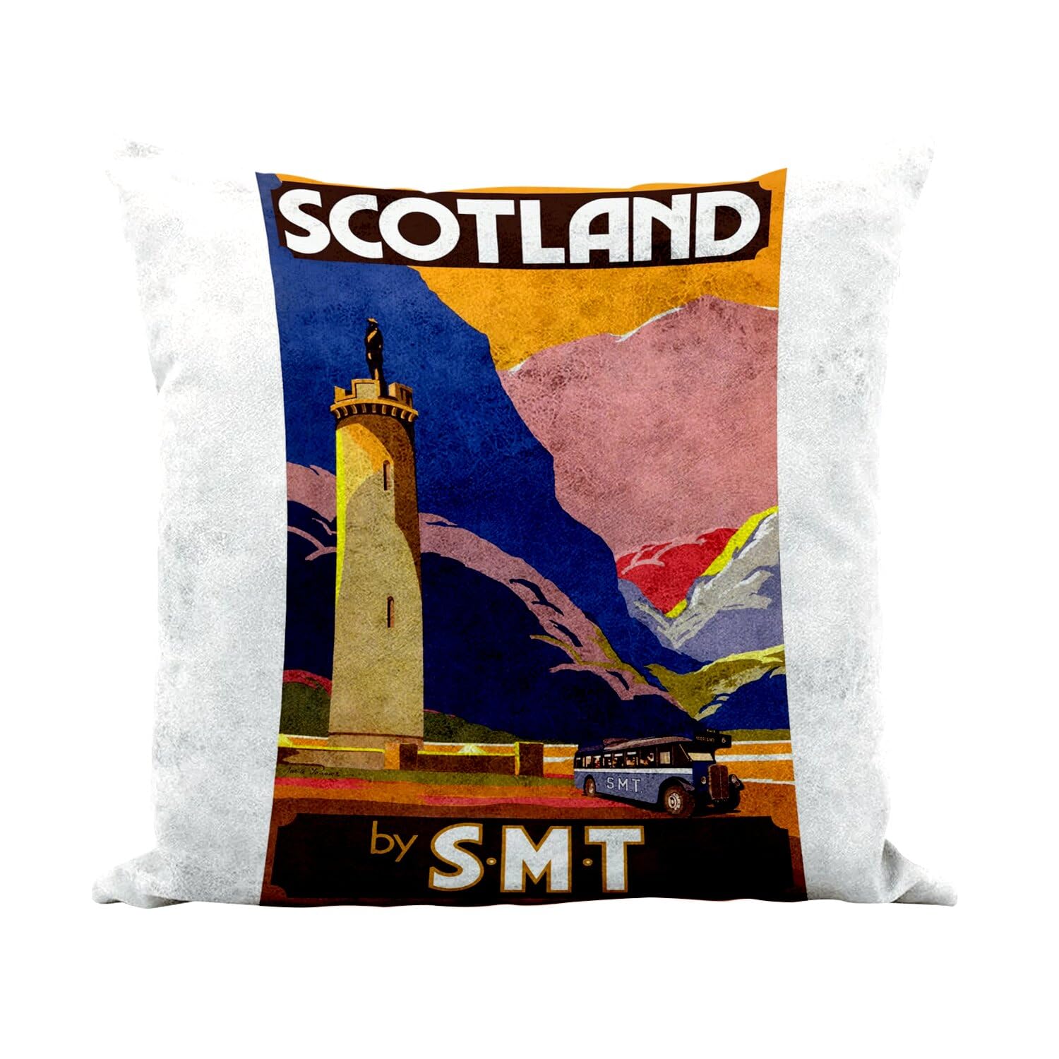 Coussin Écosse 40x40 cm aspect cuir blanc au style vintage d'exception