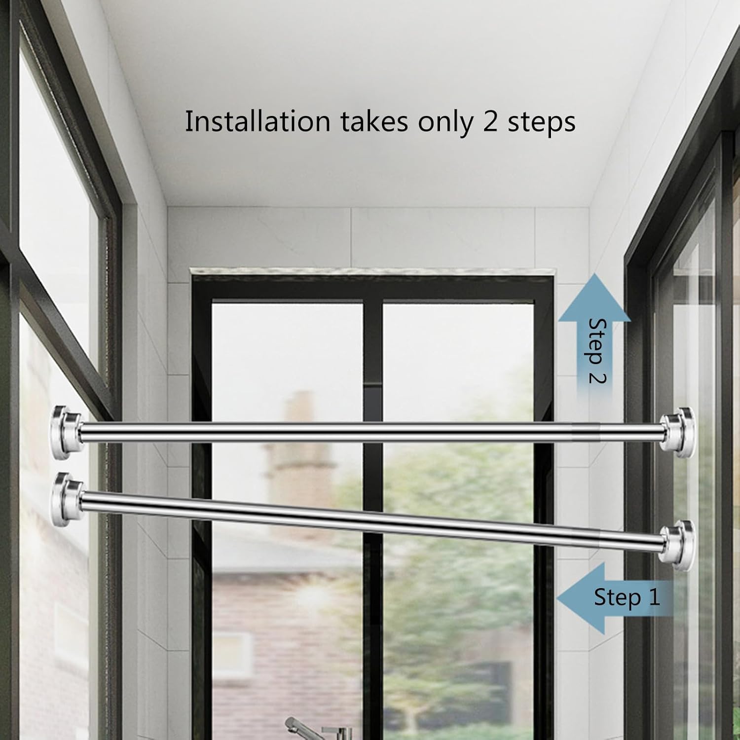& Curtain Rod Extendable Tension Functional & Practical For Window Bathroom Closet Tension Curtain Rod