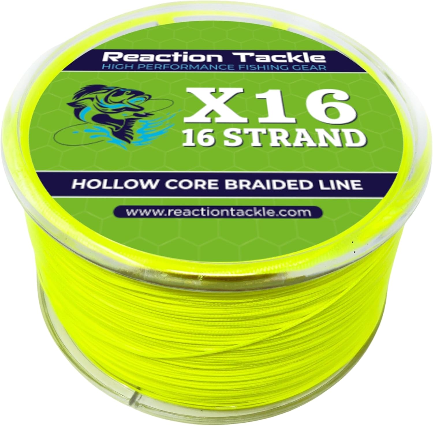 Reaction Tackle Hollow Core Braided Fishing Line, 16 Strand Braid, Knotless Splice Leader Connections for Freshwater or Saltwater Fishing Line