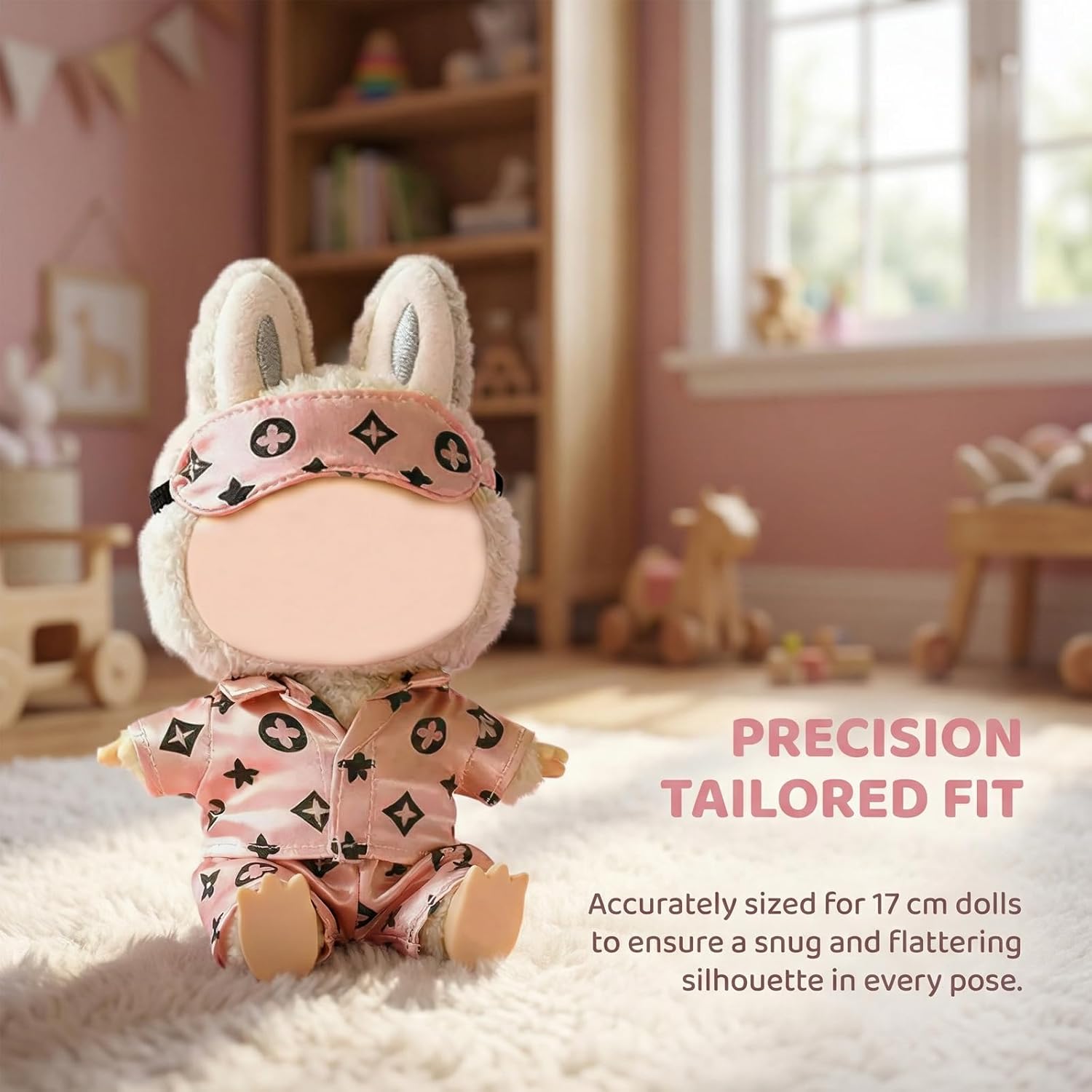 Pink Dolls Clothes Compatable with Labubu(NO Doll), 17cm Dolls Cute Outfit Accessories, Small Labubu Clothes Set for Doll, Gift for Women