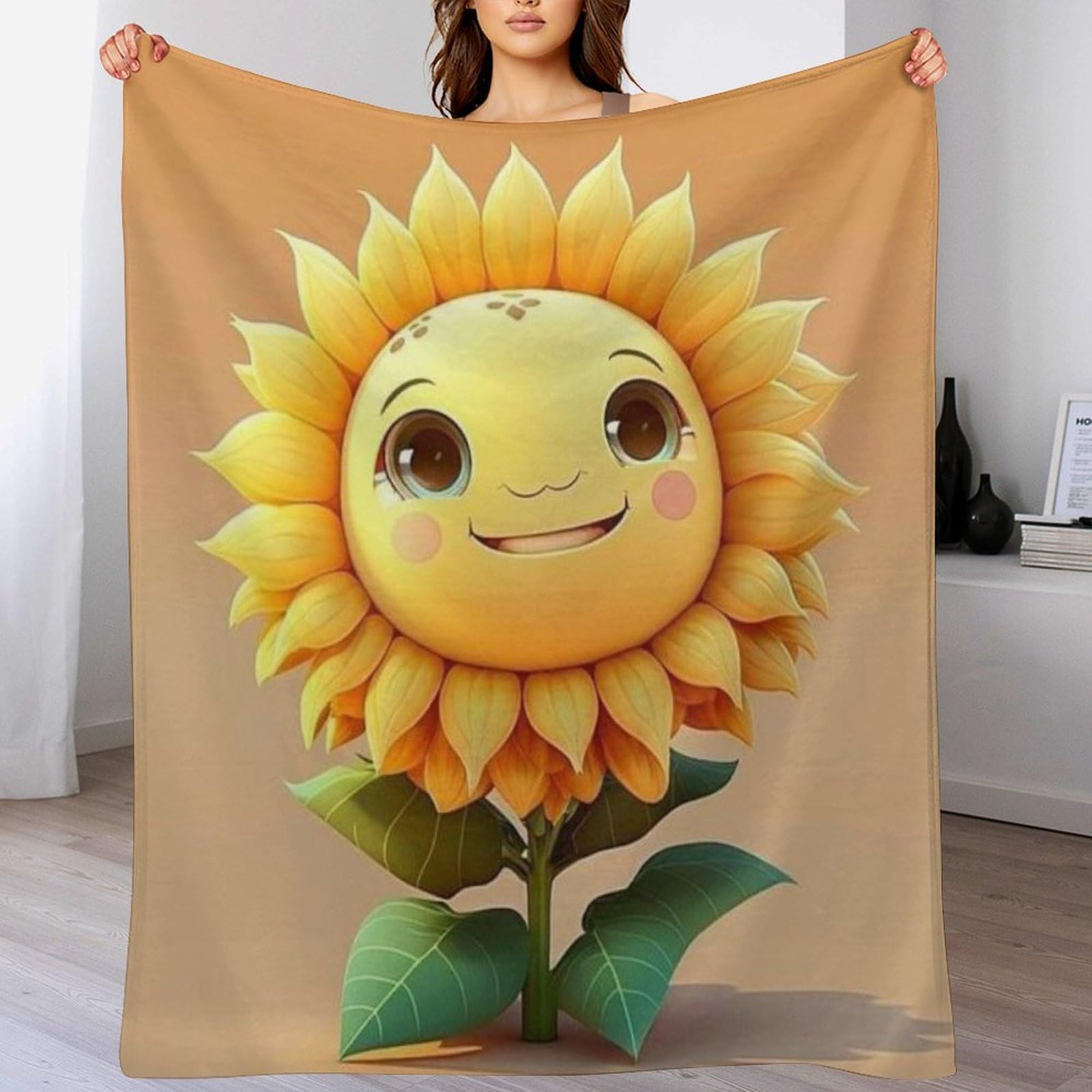 Couverture 3D Tournesol flannel chaude épaisse lavable machine 100x130