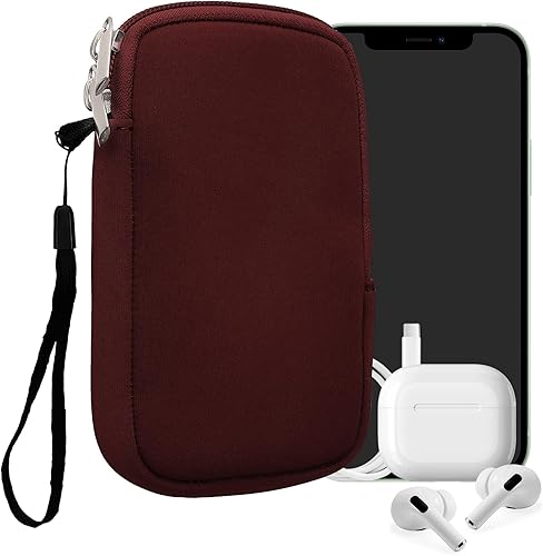 Miniatura 60 de kwmobile Bolsa de neopreno para teléfono tamaño XL - 6.7/6.8 pulgadas - Funda universal para celular con cremallera, correa para la muñeca, amarillo