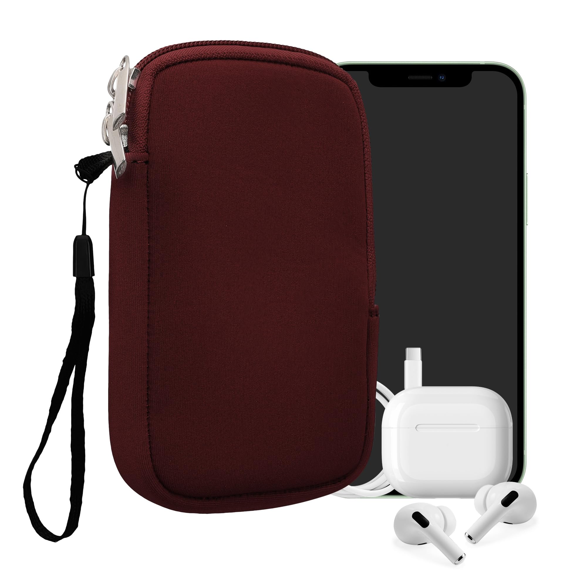 kwmobile Universal Phone Pouch Size M - 5.5" - Neoprene Smartphone Pouch with Zip - Water-Repellent Mobile Phone Case - Sleeve in Berry